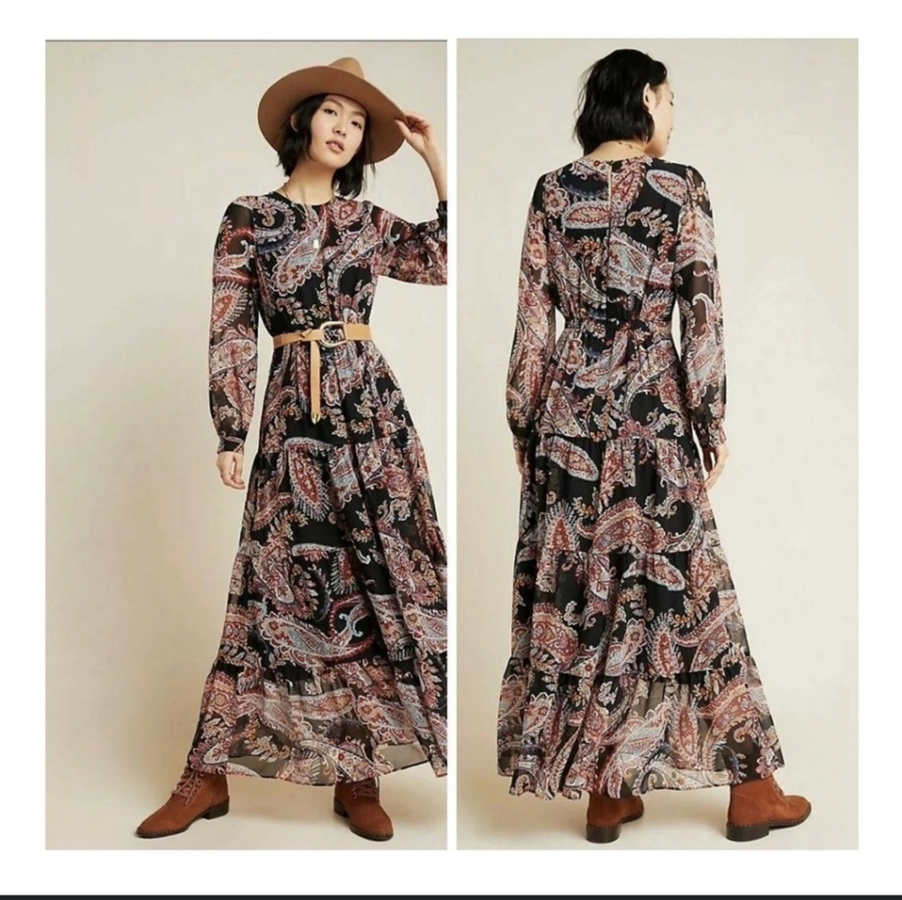 Anthropologie dress paisley maxi
